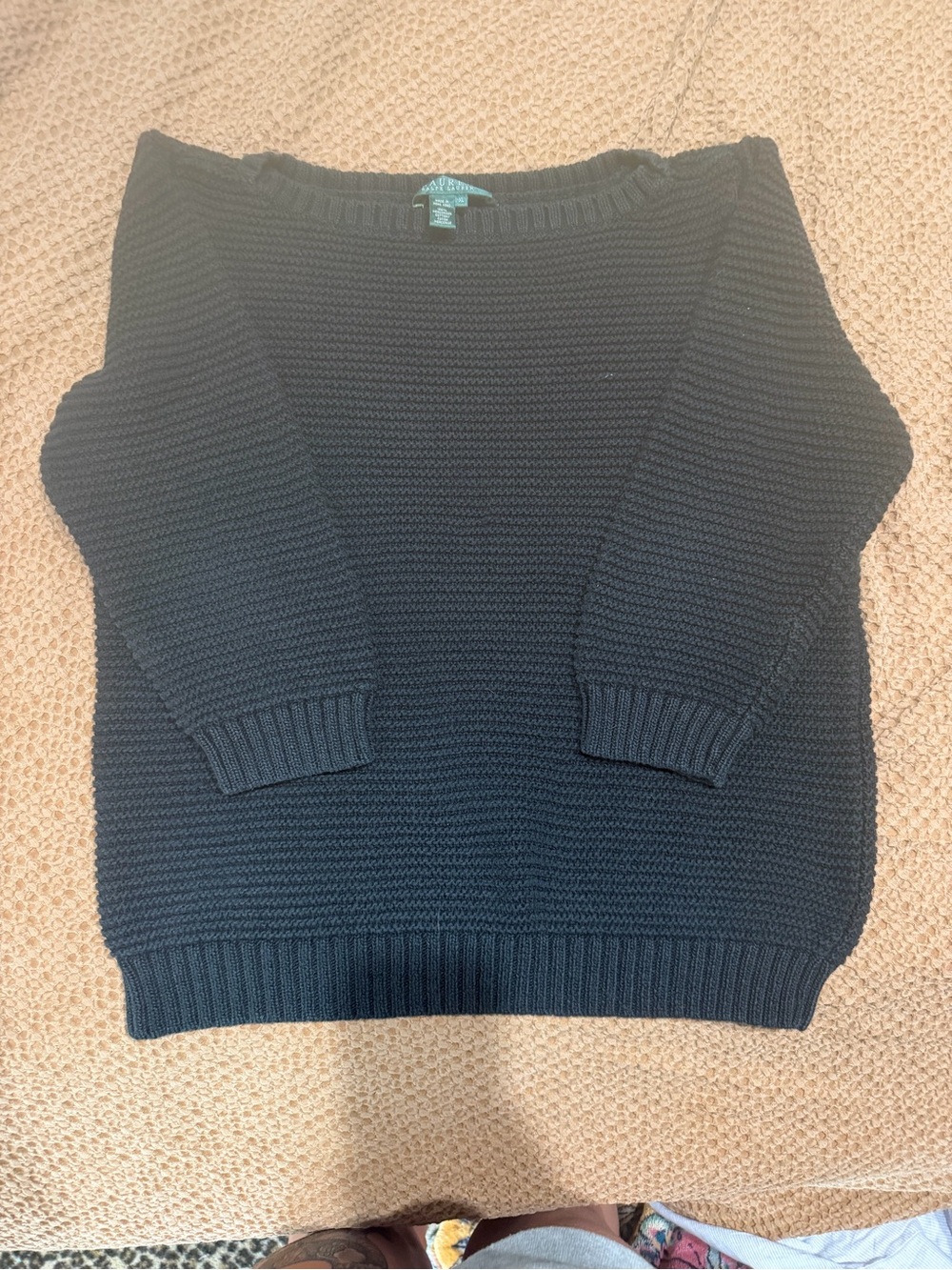 Ralph Lauren women’s boat neck 3/4 sleeve chunky knit sweater